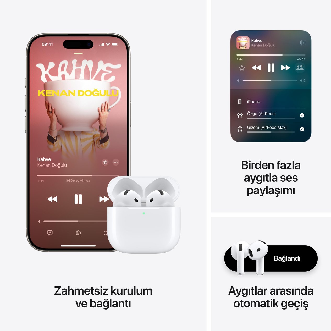 Apple AirPods 4 Aktif Gürültü Engelleme özellikli (MXP93TU/A)