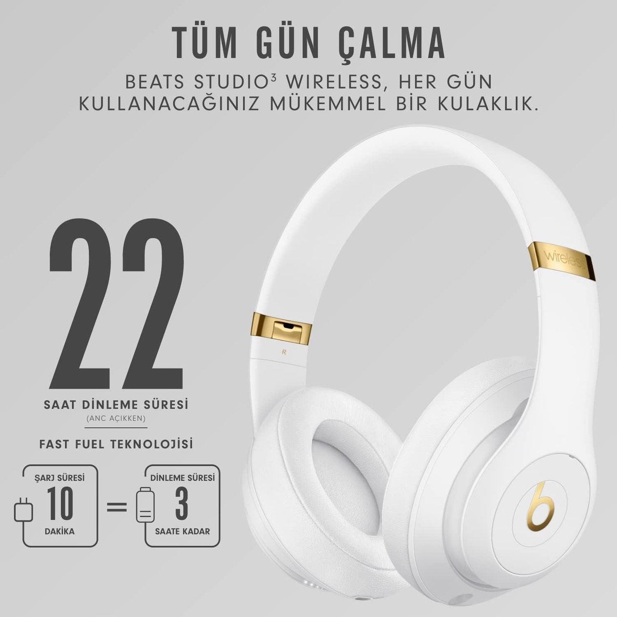 Beats Studio 3 MX3Y2EE/A ANC Beyaz Kulak Üstü Bluetooth Kulaklık