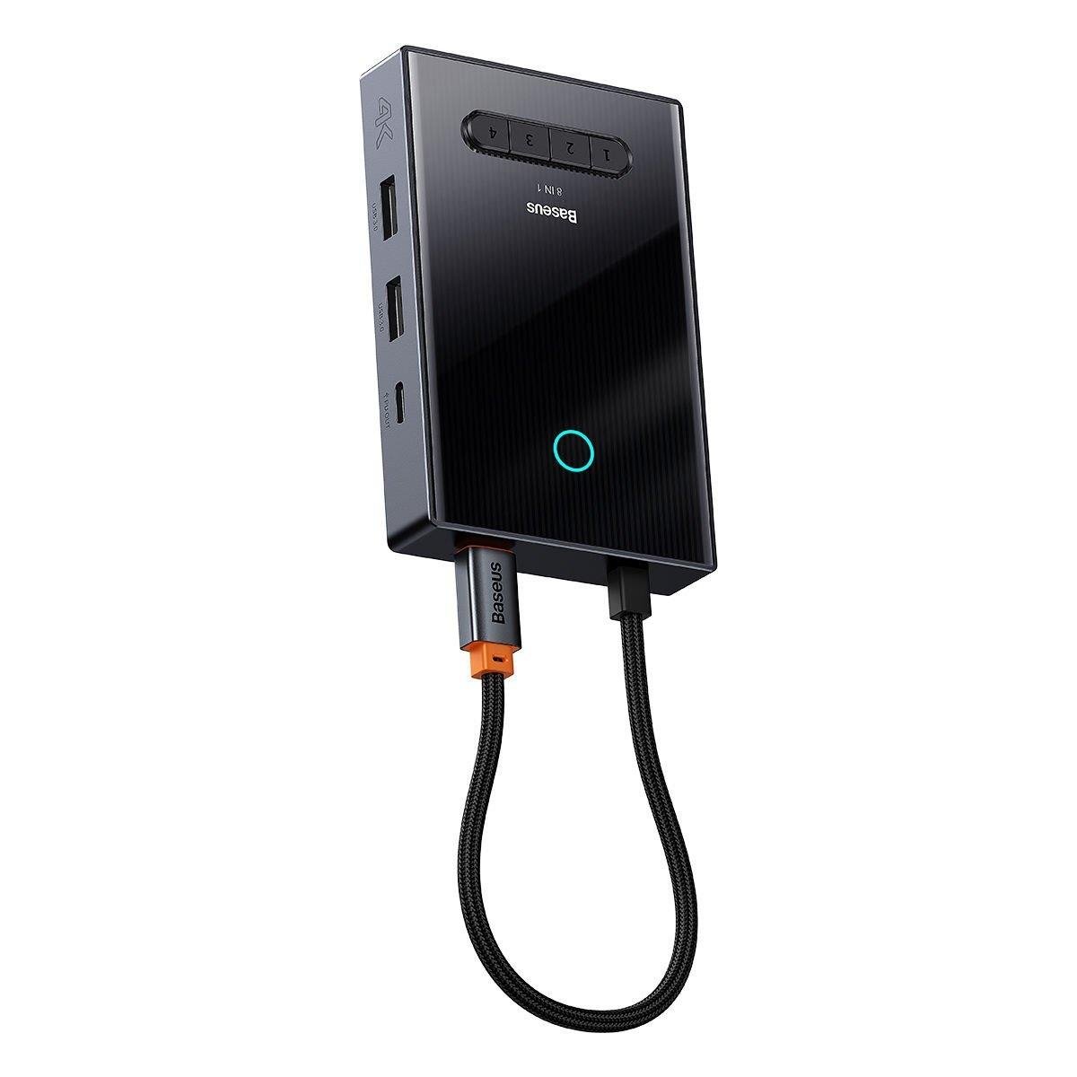 Baseus Pioneer Joy 8 in 1 Multifonksiyonal Type-C Hub Dock Station -Gri