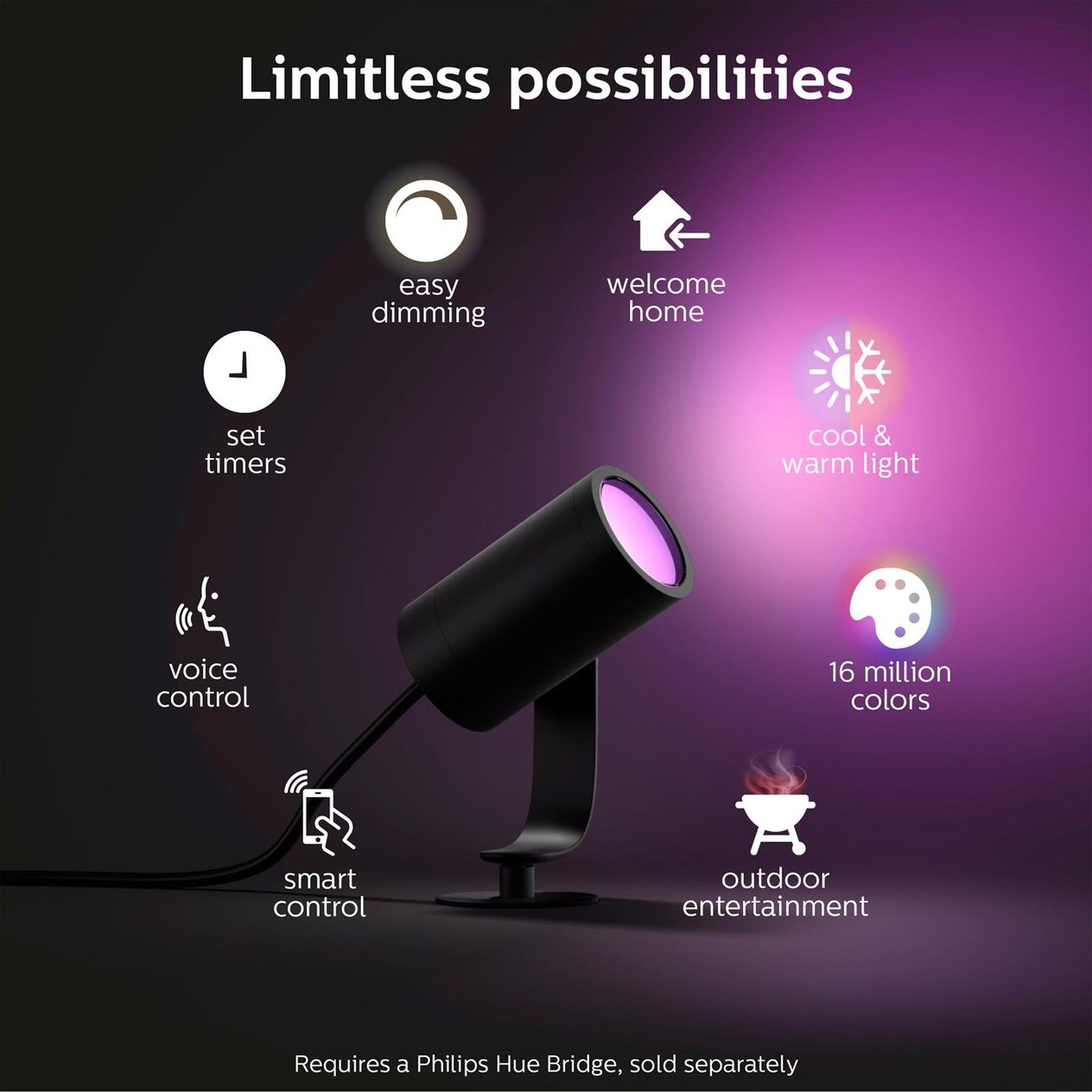 Philips Hue White And Color Ambiance Lily Akıllı Led Bahçe Spot Lamba 