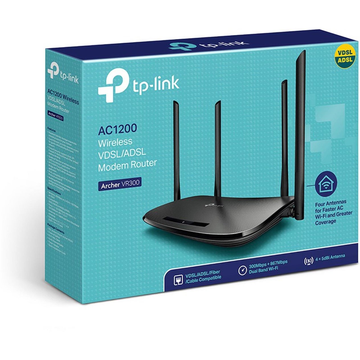 TP-Link AC1200 Wireless VDSL/ADSL Modem Router (ARCHER-VR300)