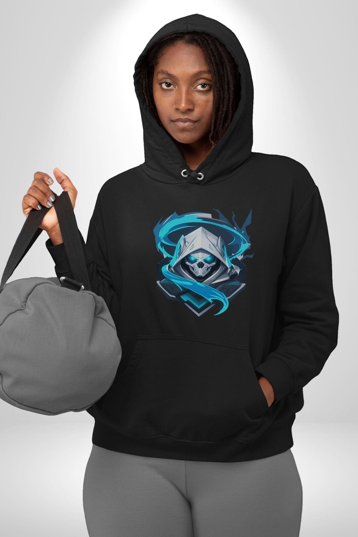Buzların Efendisi Kurukafa Kadın Erkek Çocuk Siyah Kapüşonlu Sweatshirt Hoodie