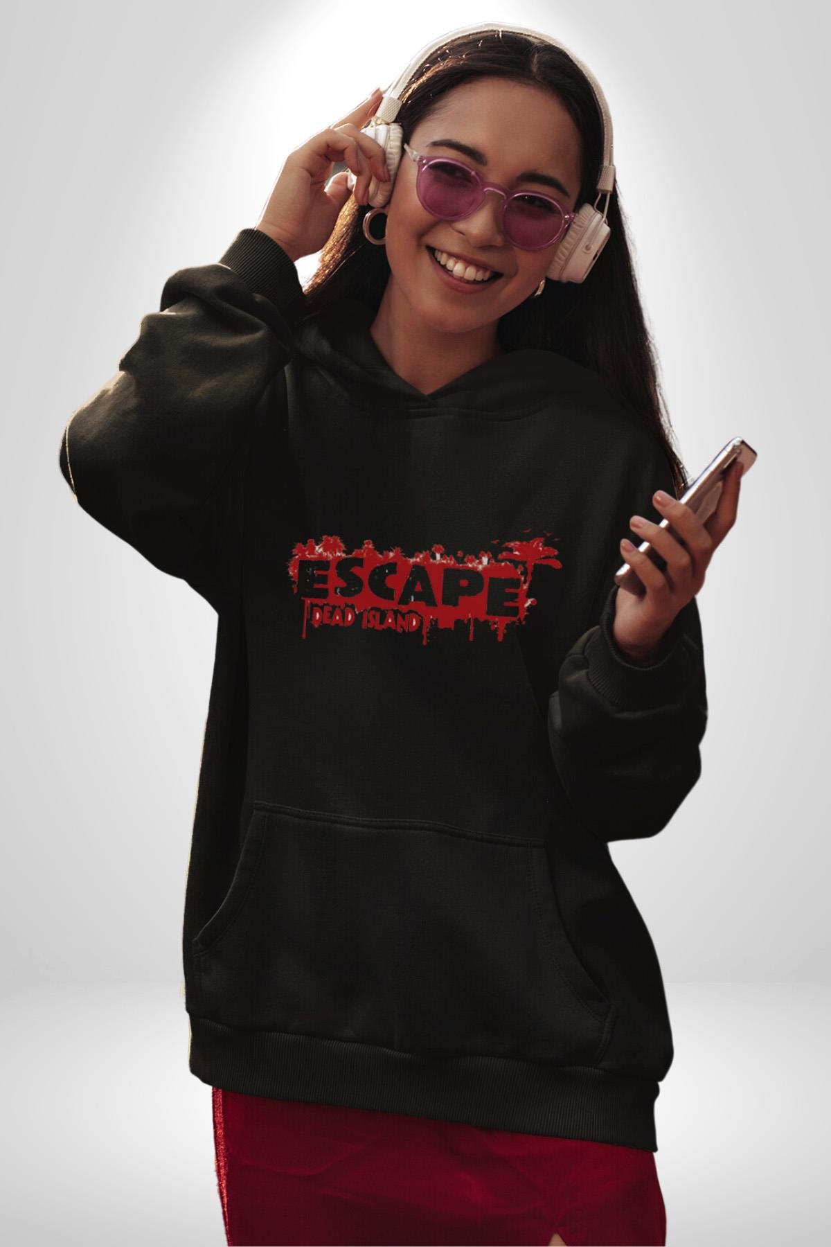 Escape Dead İsland Ölüm Adası Kadın Erkek Çocuk Siyah Kapüşonlu Sweatshirt Hoodie