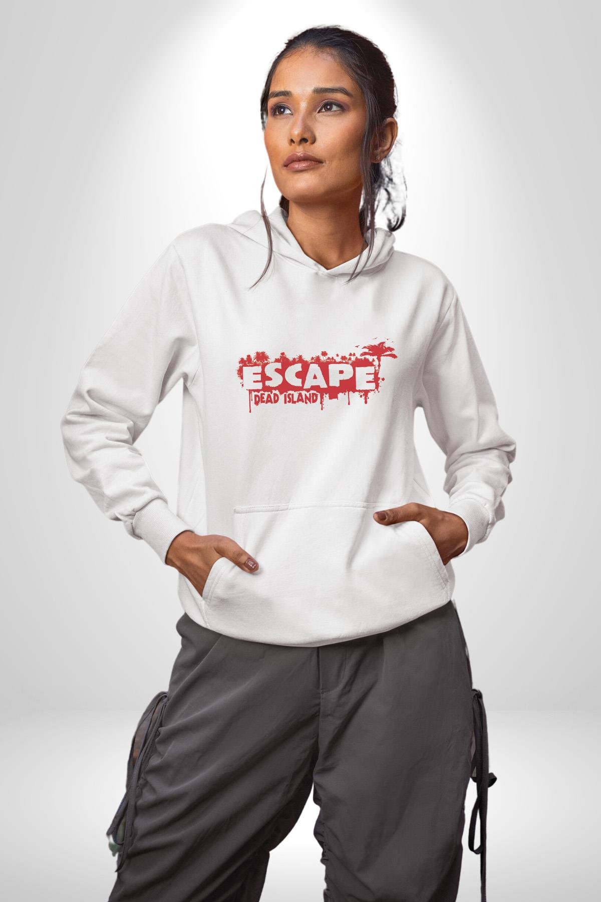 Escape Dead İsland Ölüm Adası Kadın Erkek Çocuk Beyaz Kapüşonlu Sweatshirt Hoodie