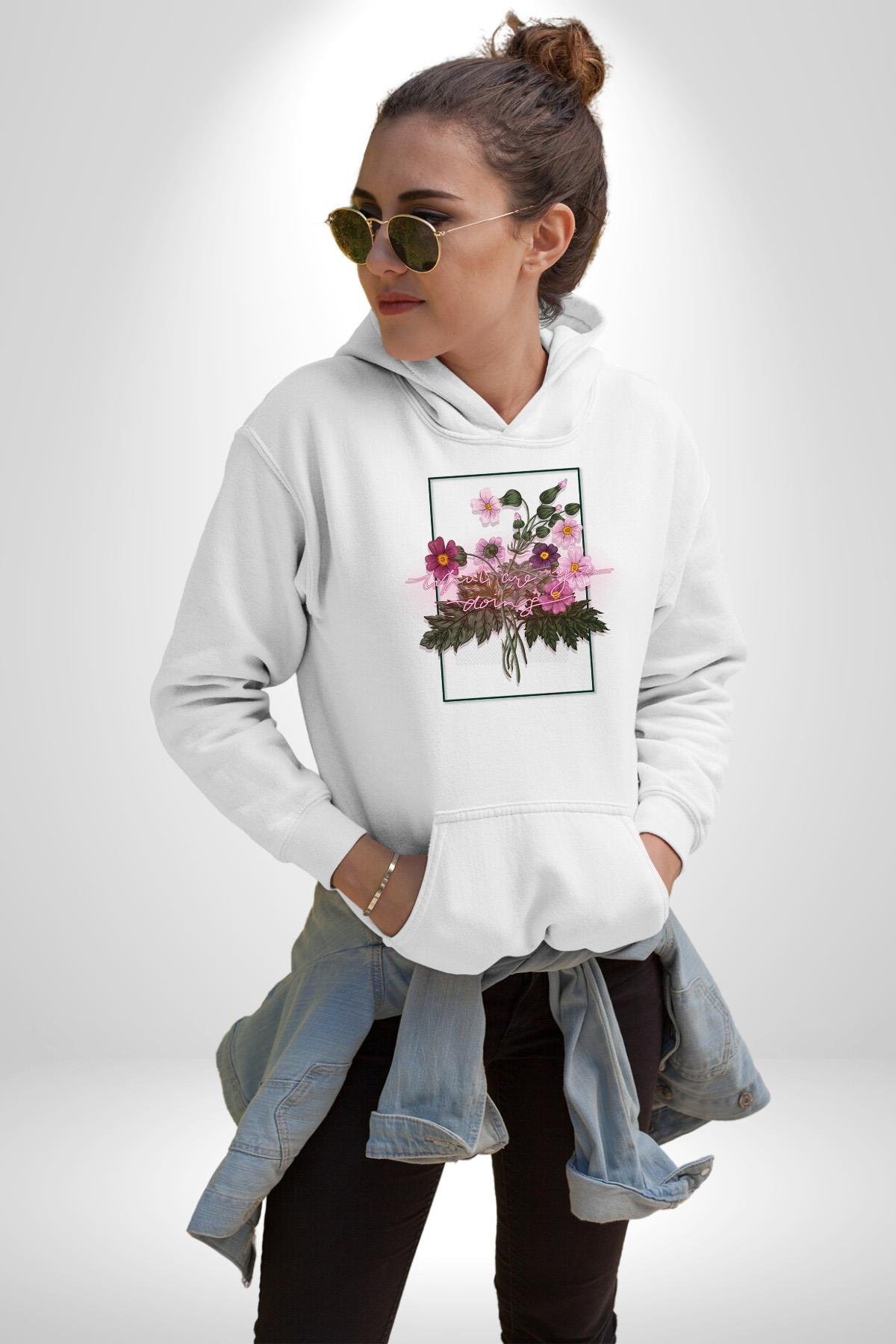 Güller Ve Dikenler Şimdi Ne Yapmalıyız Kadın Erkek Çocuk Beyaz Kapüşonlu Sweatshirt Hoodie