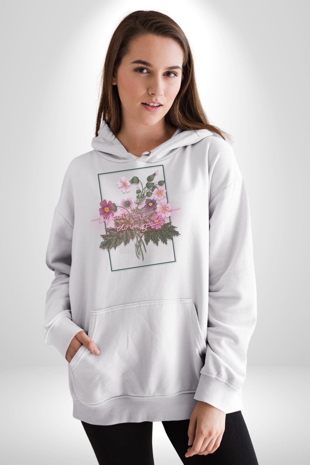 Güller Ve Dikenler Şimdi Ne Yapmalıyız Kadın Erkek Çocuk Beyaz Kapüşonlu Sweatshirt Hoodie