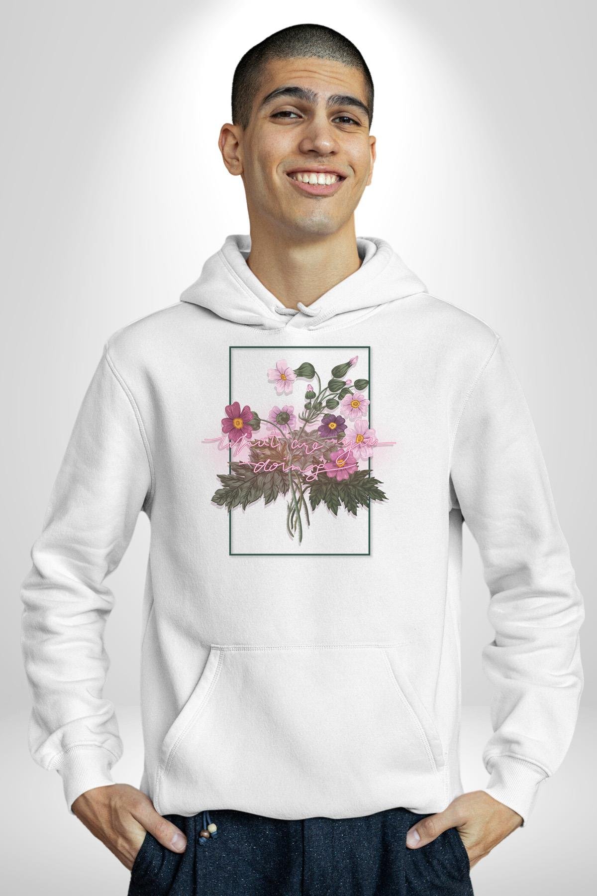 Güller Ve Dikenler Şimdi Ne Yapmalıyız Kadın Erkek Çocuk Beyaz Kapüşonlu Sweatshirt Hoodie