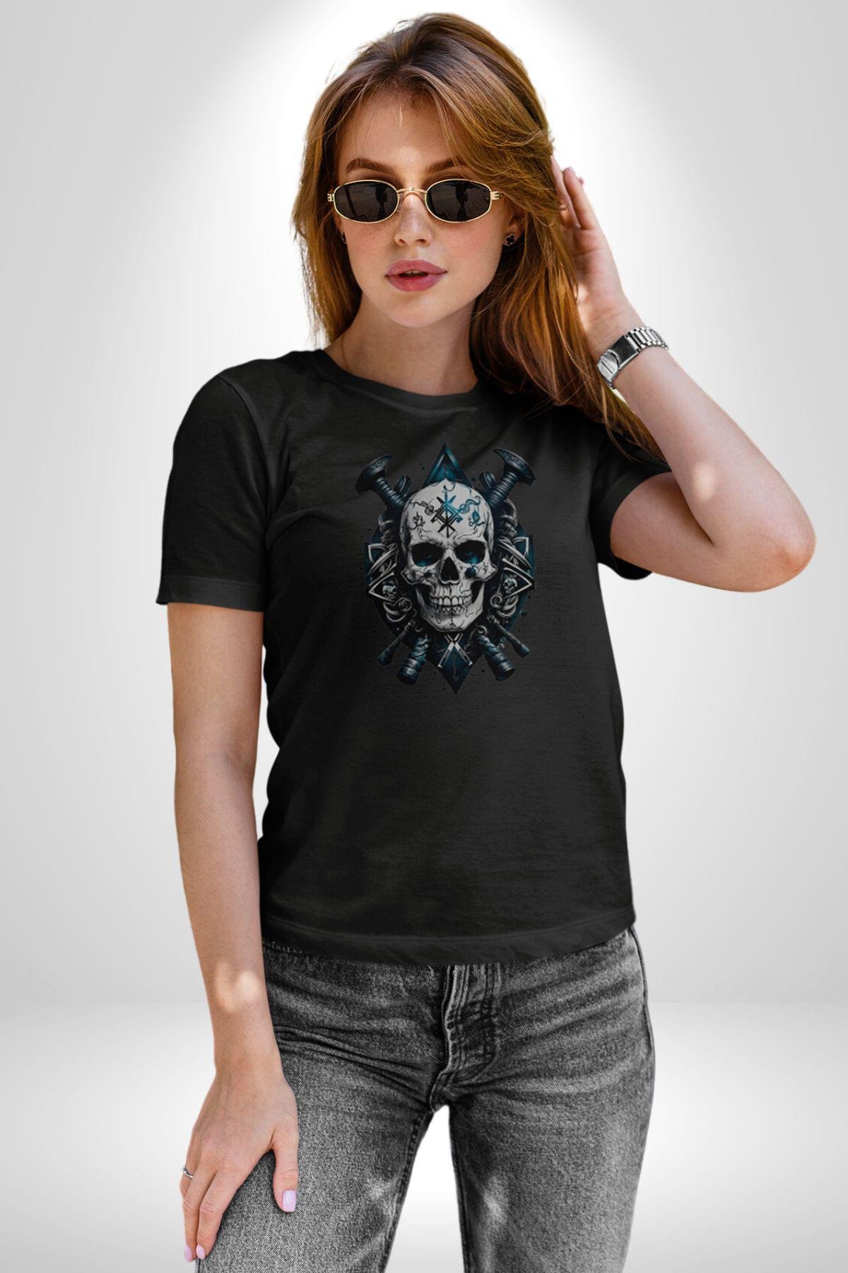 Kuru Kafa Yapay Zeka Tasarım Kadın Erkek Unisex Siyah Organik Baskılı T-Shirt