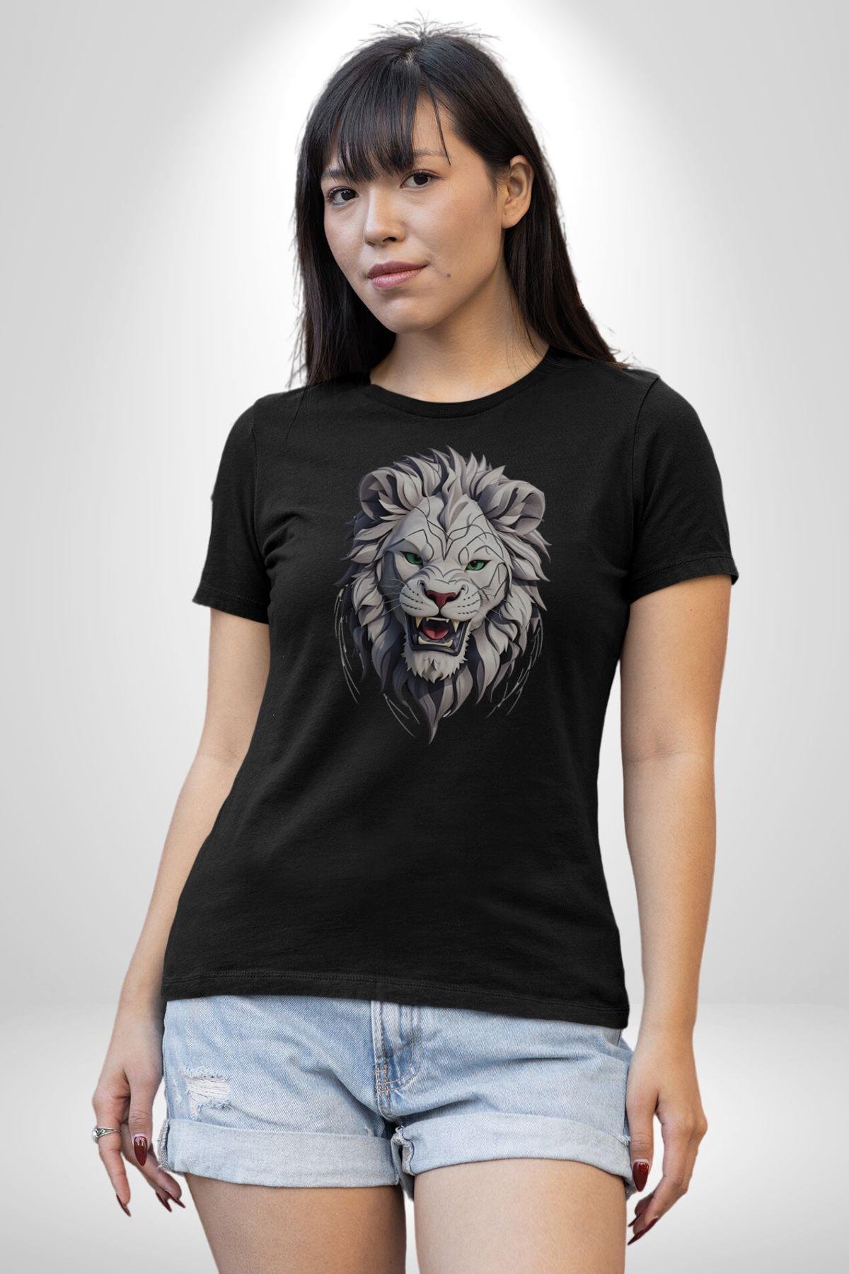 Siyah Kaplan Kükreme  Kadın Erkek Unisex Siyah Organik Baskılı T-Shirt