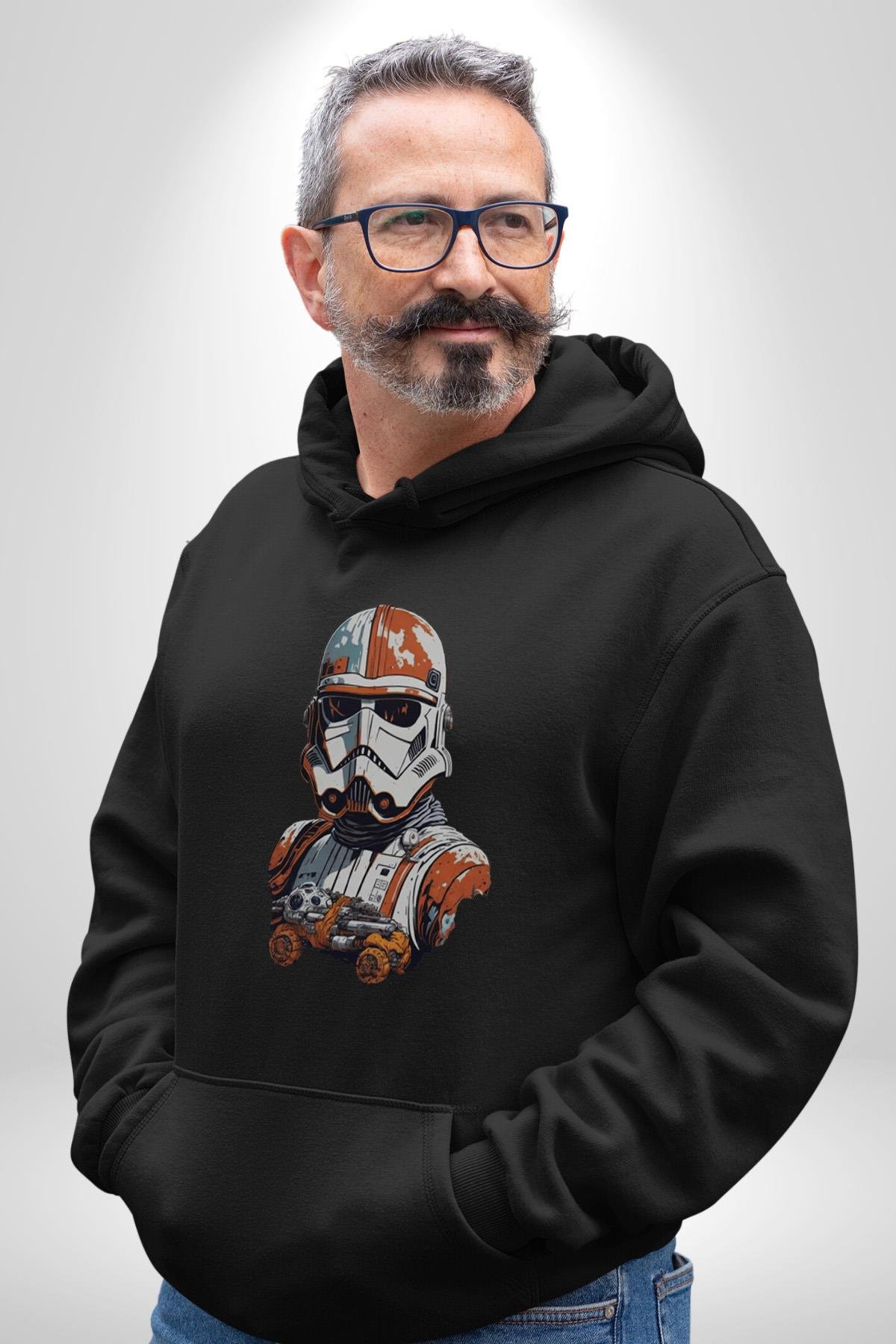 Star Wars Renkli Clone Troopers  Kadın Erkek Çocuk Siyah Kapüşonlu Sweatshirt Hoodie