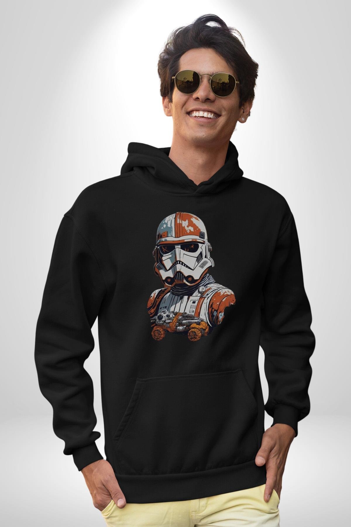 Star Wars Renkli Clone Troopers  Kadın Erkek Çocuk Siyah Kapüşonlu Sweatshirt Hoodie