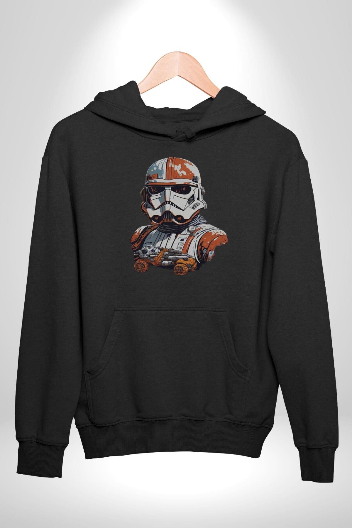 Star Wars Renkli Clone Troopers  Kadın Erkek Çocuk Siyah Kapüşonlu Sweatshirt Hoodie