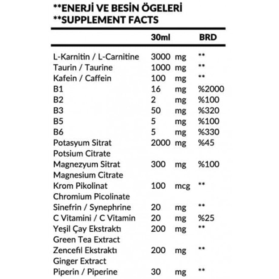 THERMOTECH L-CARNİTİNE 3000 MG 20 SHOT X 100 ML