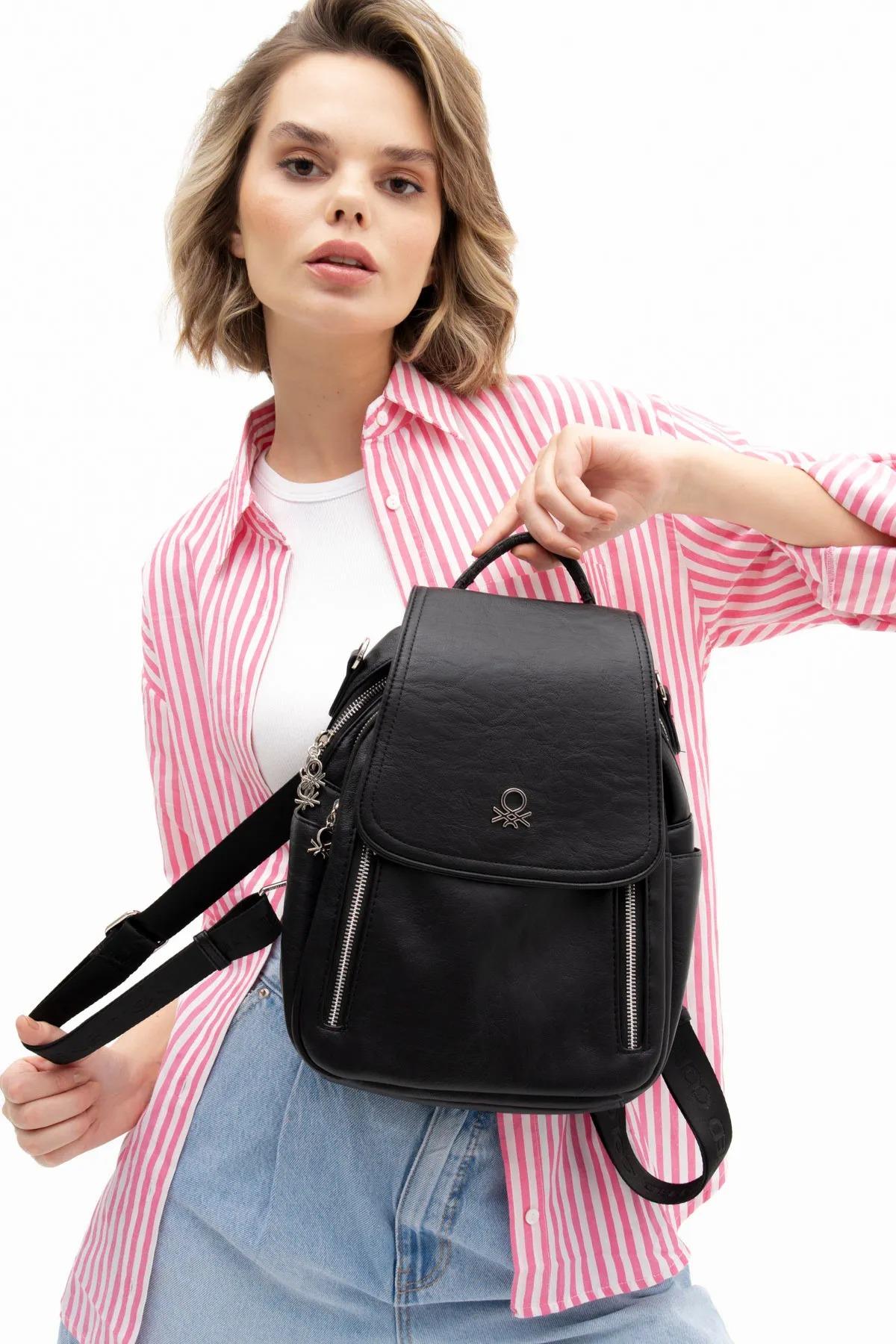 Benetton bnt1226 Kadın Sırt Çantası Siyah