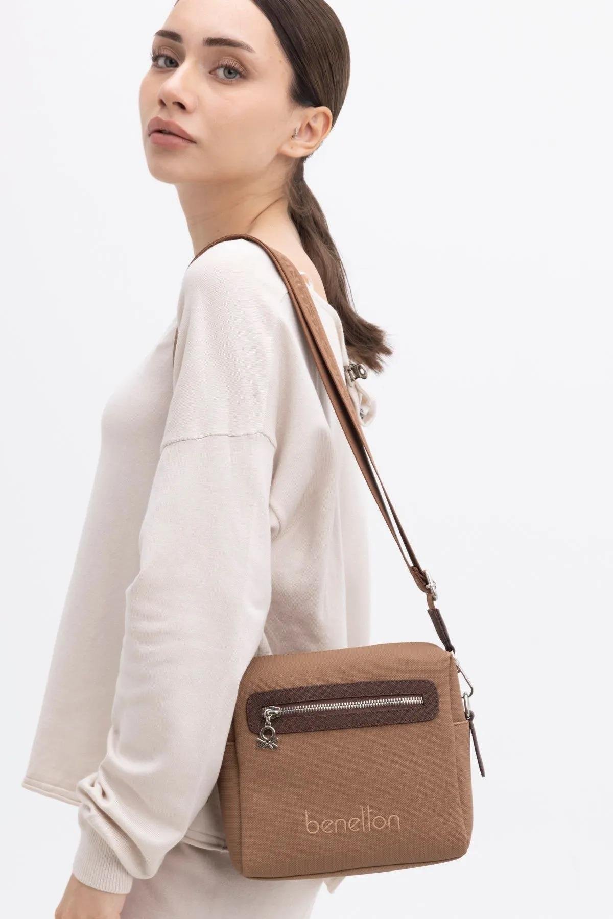 Benetton bnt1421 Kadın Çapraz Çanta Camel Kahve