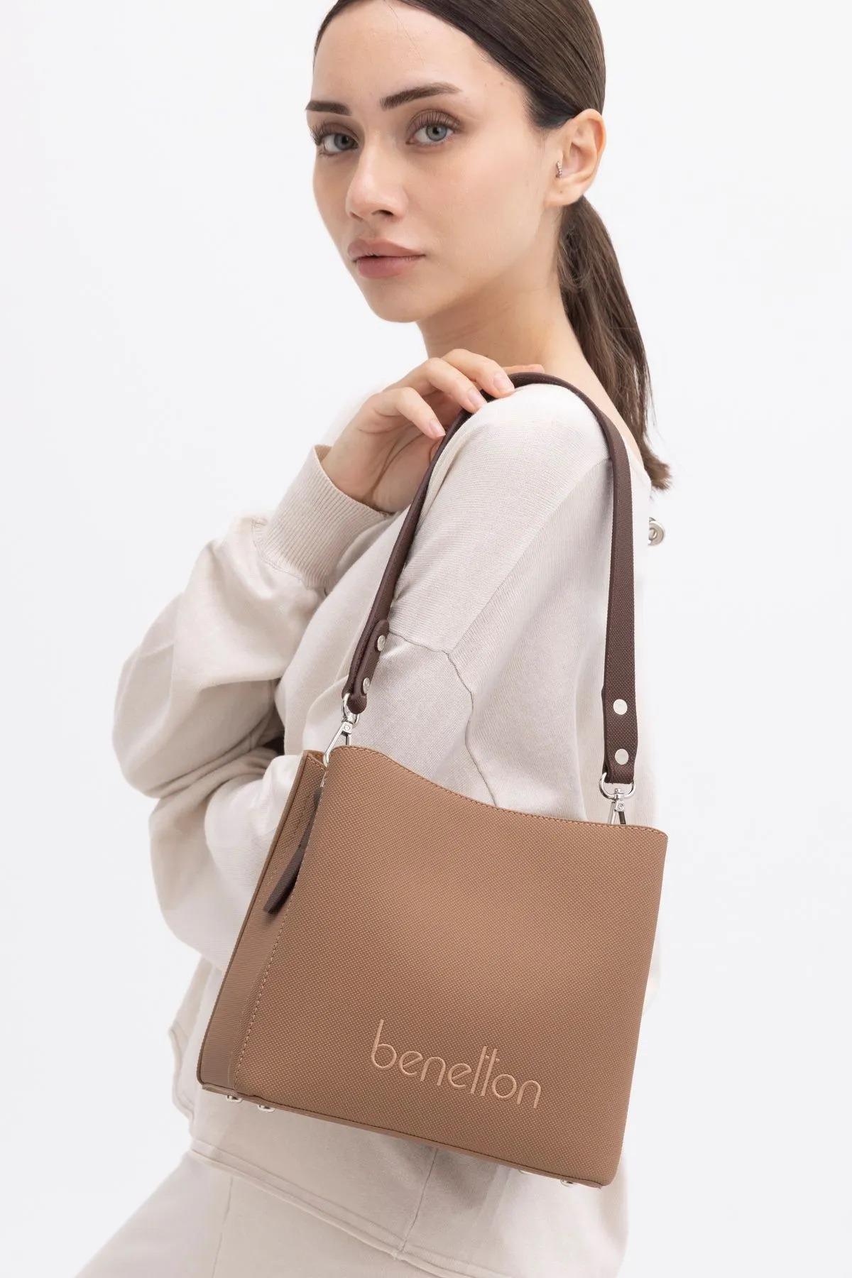 Benetton bnt1431 Kadın Omuz ve Çapraz Çanta Camel Kahve