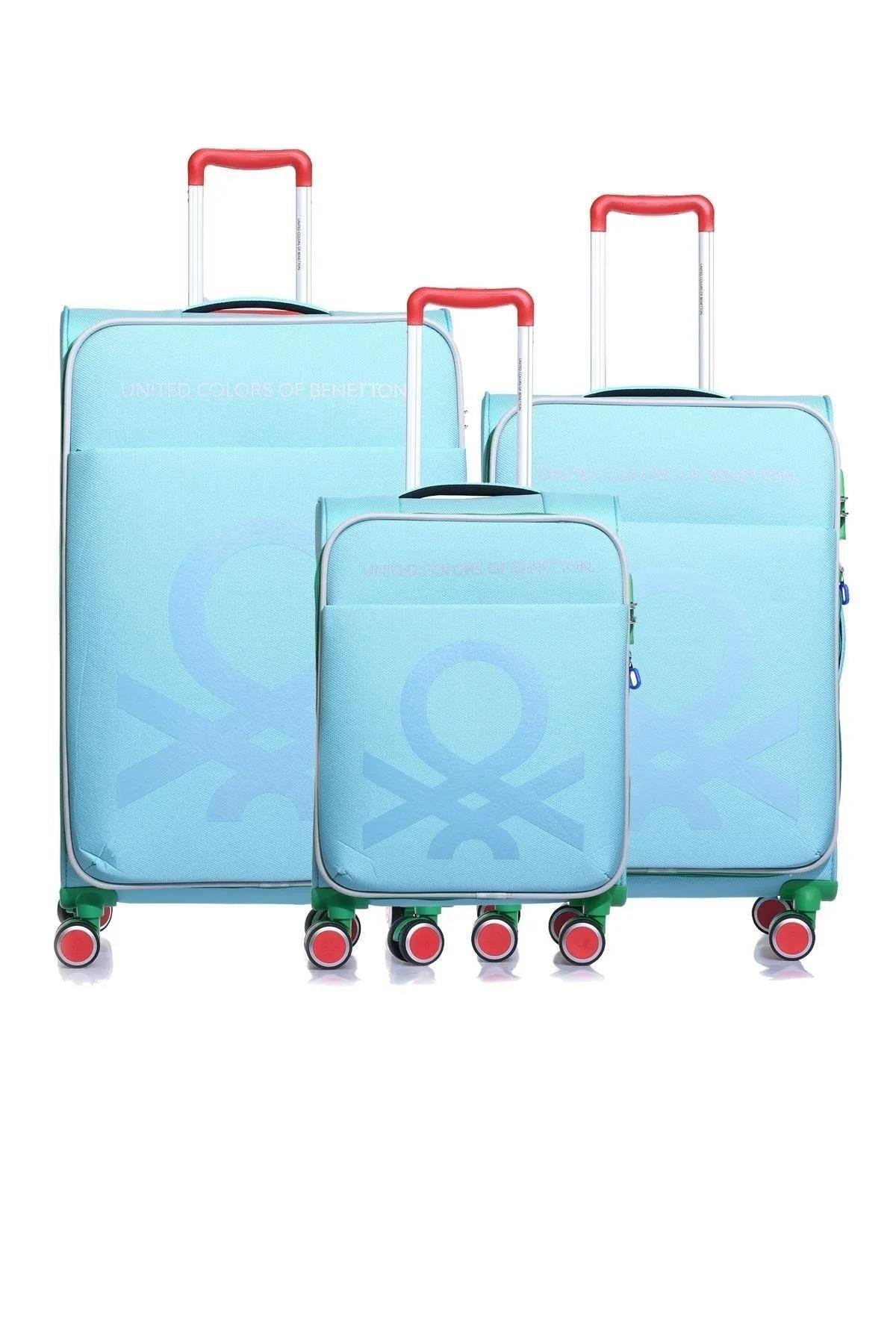 Benetton bnt2200 3lü Kumaş Valiz Turkuaz