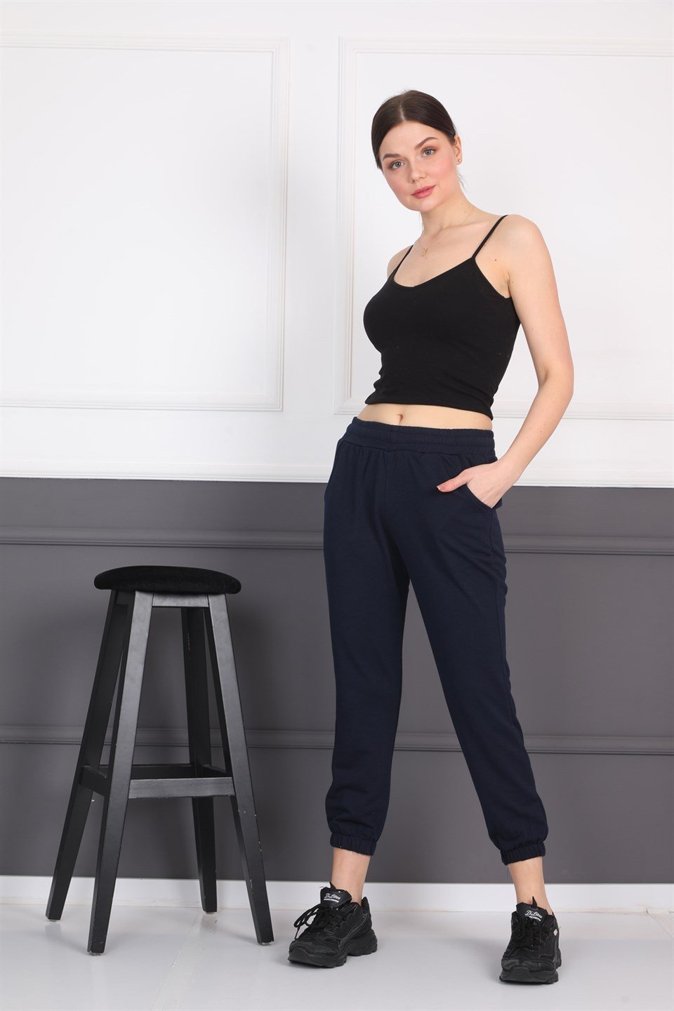 5123480251 - Lacivert Jogger Lastikli Paça Lacivert Kadın Eşofman Altı Pantolon -westbound