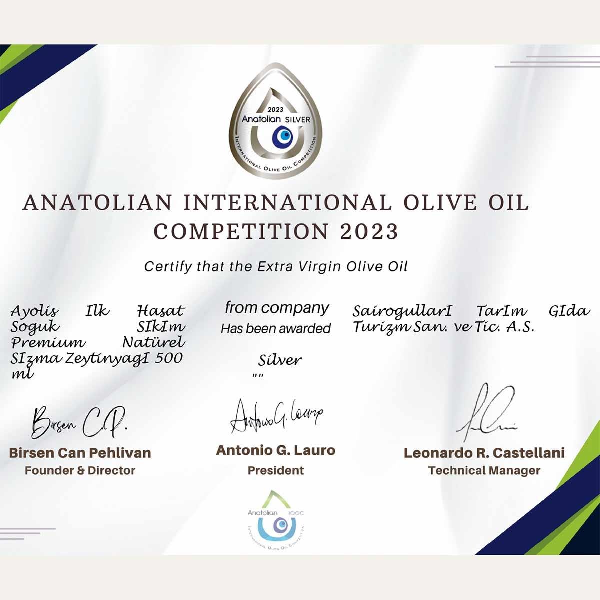 Ayolis Early Harvest Cold Pressed Premium EVOO 5 L