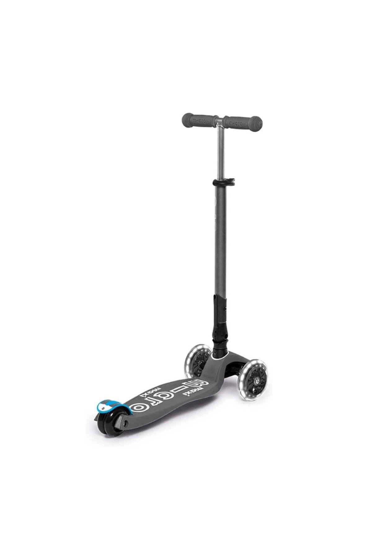 MicroMaxi Micro Deluxe Katlanabilir 3 Tekerlekli Scooter Işıklı  Volcano Grey