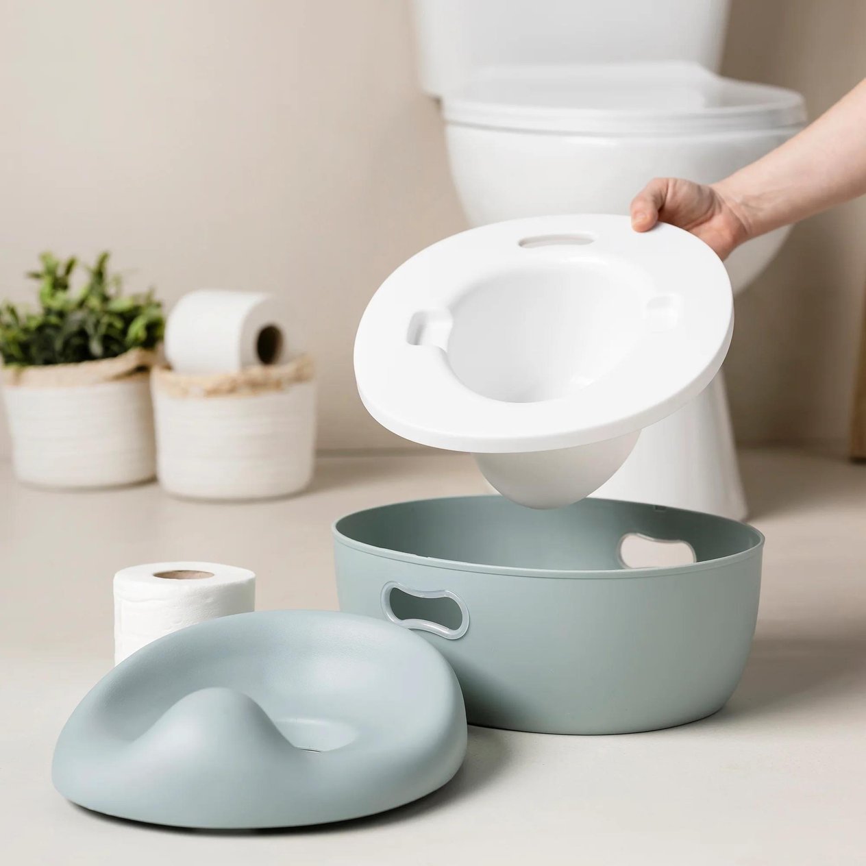 NattouNattou Potty Care 3 in 1 Lazımlık - Oturak Ve Tuvalet Adaptörü Yeşil