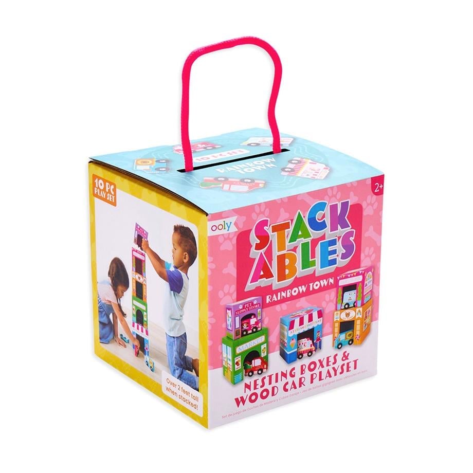 OolyOoly Stackables Karton Blok Oyun Seti - Rainbow Town