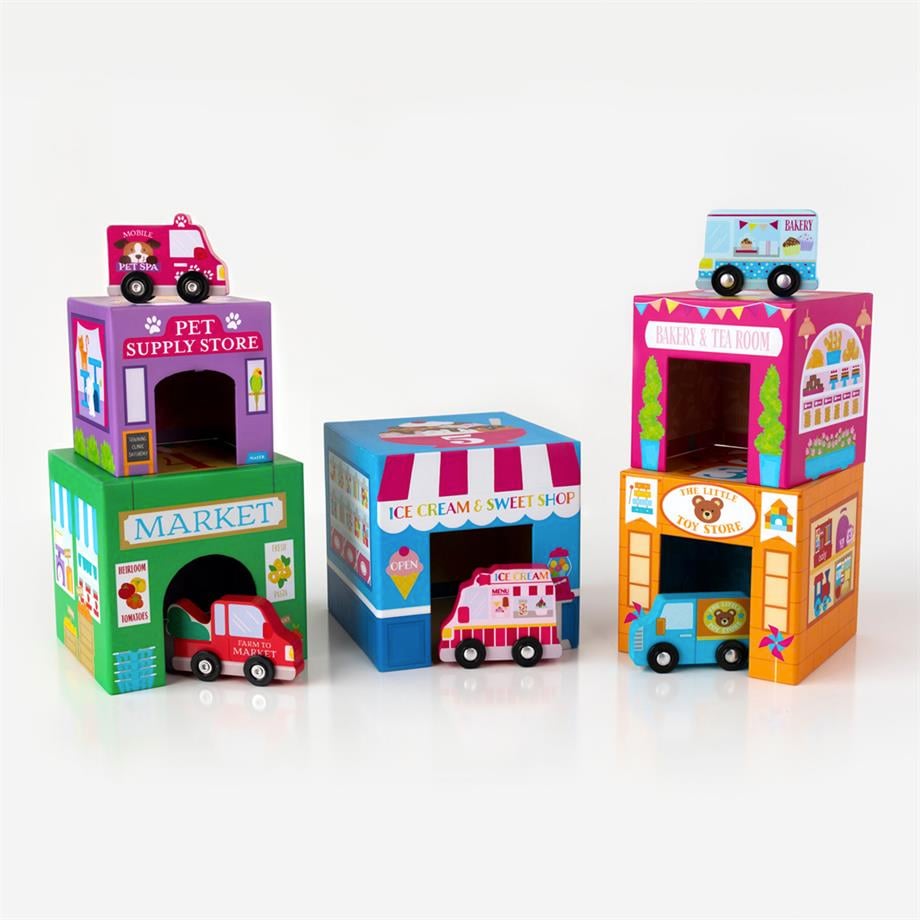 OolyOoly Stackables Karton Blok Oyun Seti - Rainbow Town