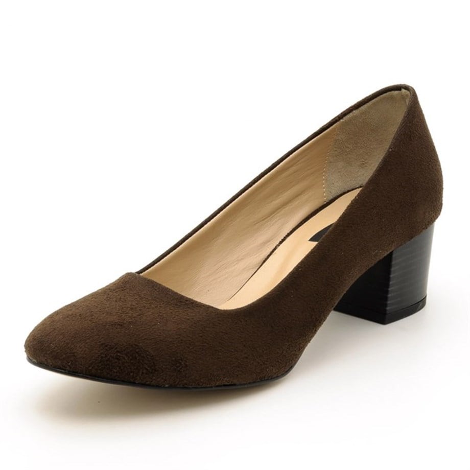 US1453 Brown Faux Suede Large Size Low-Heel Women's Premier Shoes 
