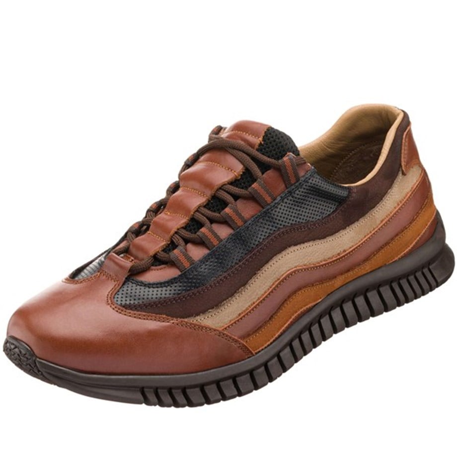 USAMEX Hazel Nut Leather Large Size Calfskin Wide Form VIP Men's Sneakers 