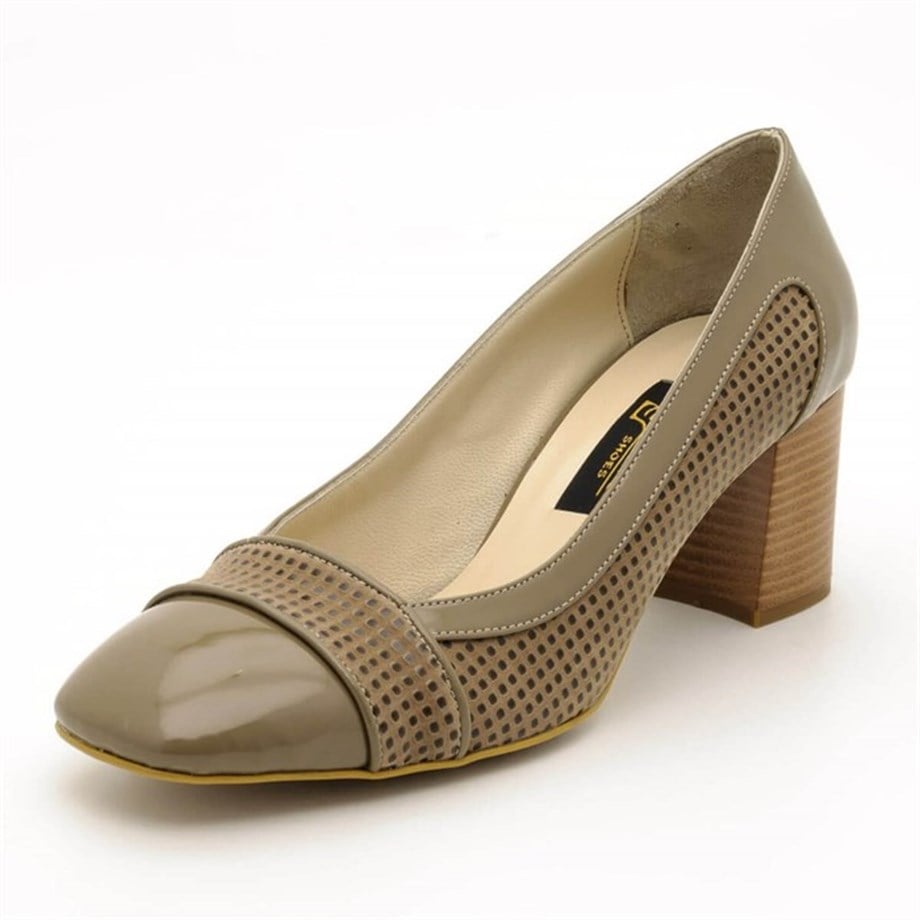 US5675 Mink Faux Leather Large Size Mid-Heel Women's Premier Shoes 