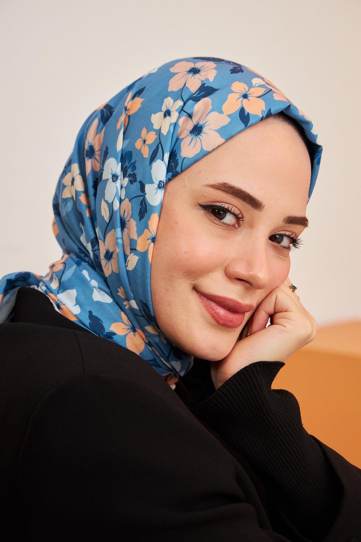 Amelia Desenli Pamuk Şal İndigo 3025-11