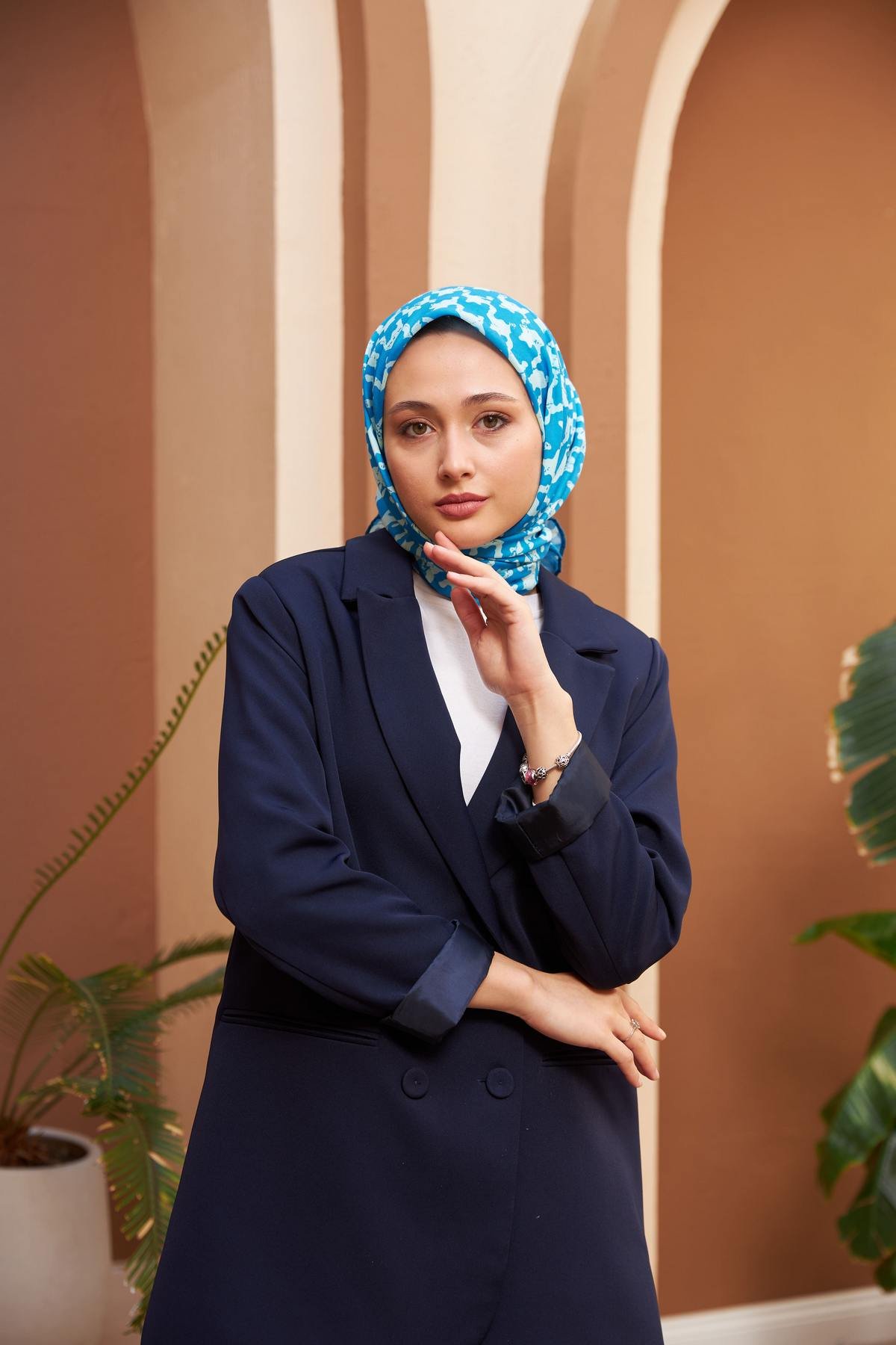 Aura Kazayağı Soft Eşarp Mavi 1155-02