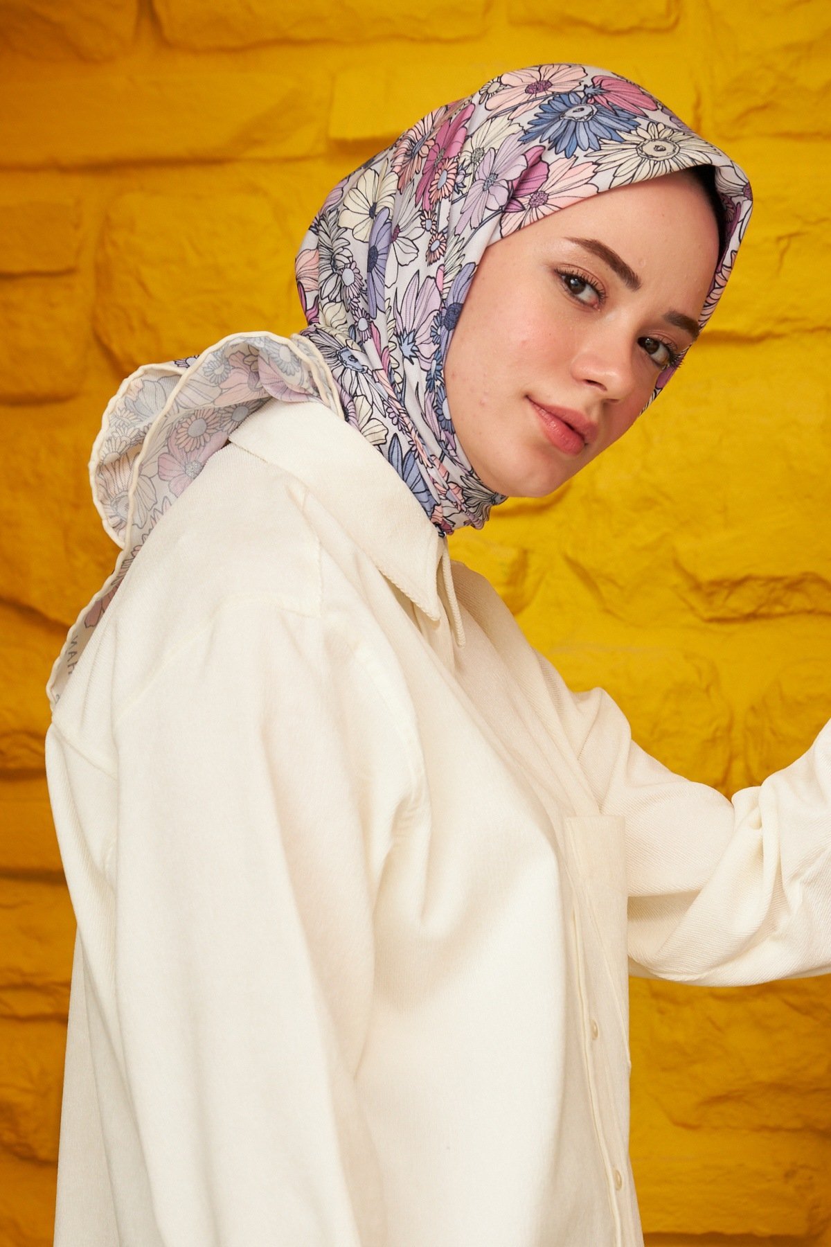 Celosia Lila Pamuk Viskon Eşarp Modeli