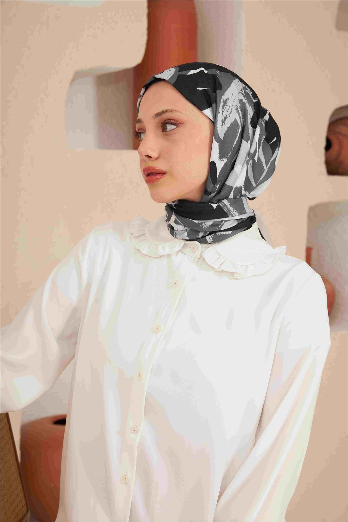 Comfort Arya Şal Siyah Gri 3028-19