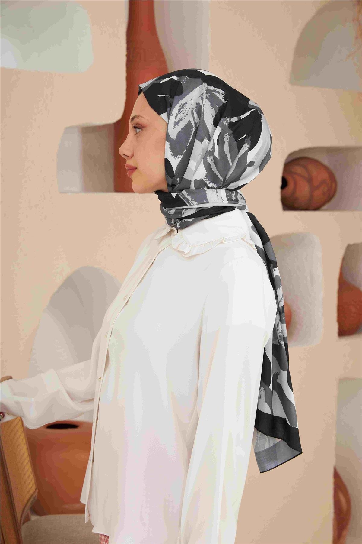 Comfort Arya Şal Siyah Gri 3028-19