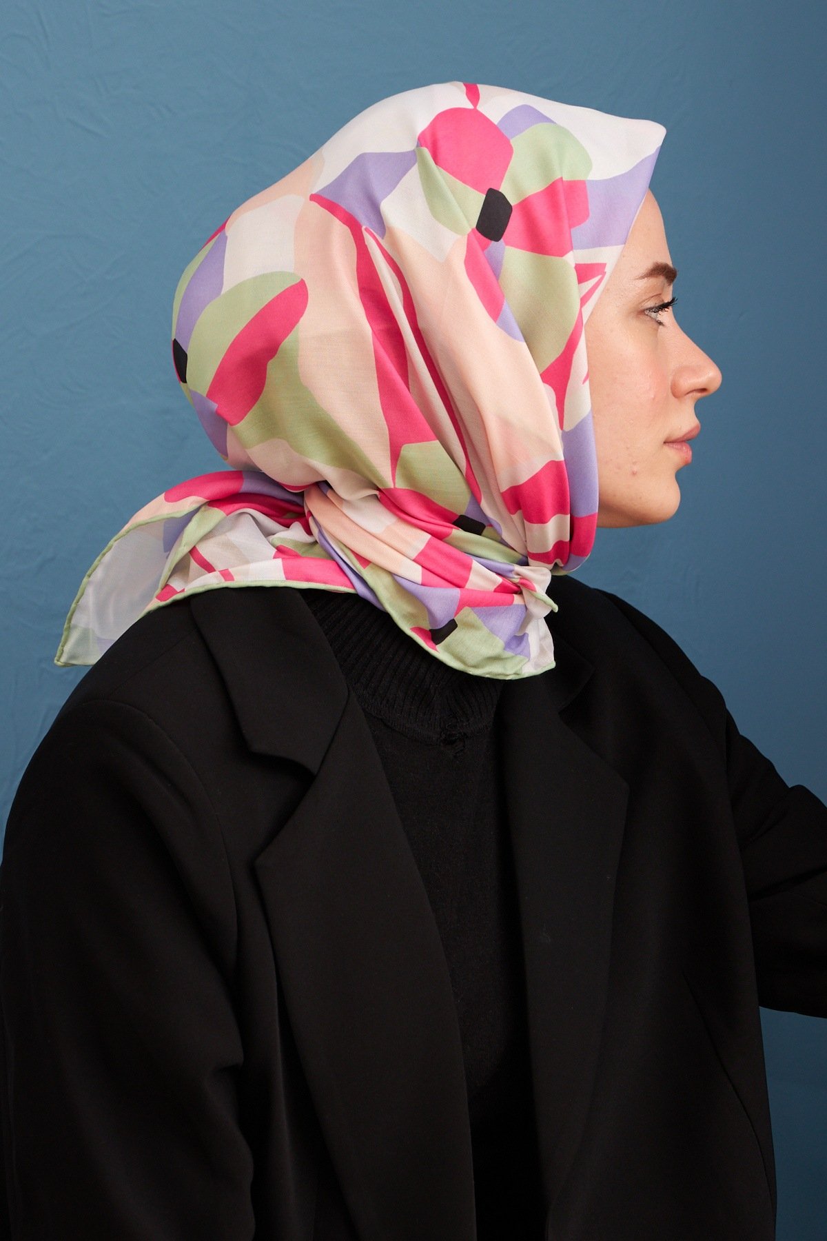 Daphne Pembe Pamuk Viskon Eşarp Modeli