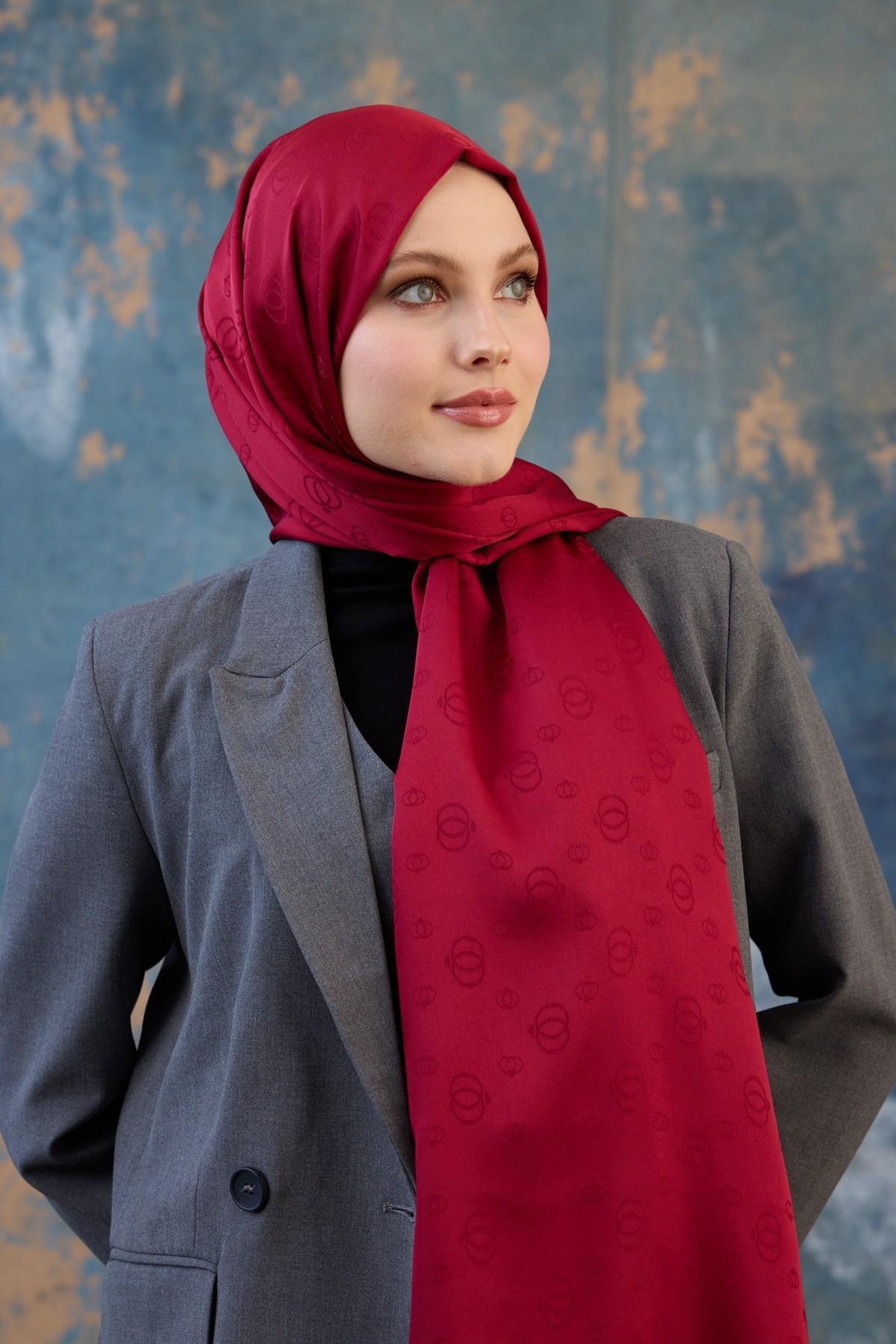 Faal Winter İpeksi Jakar Şal Bordo 9018-07