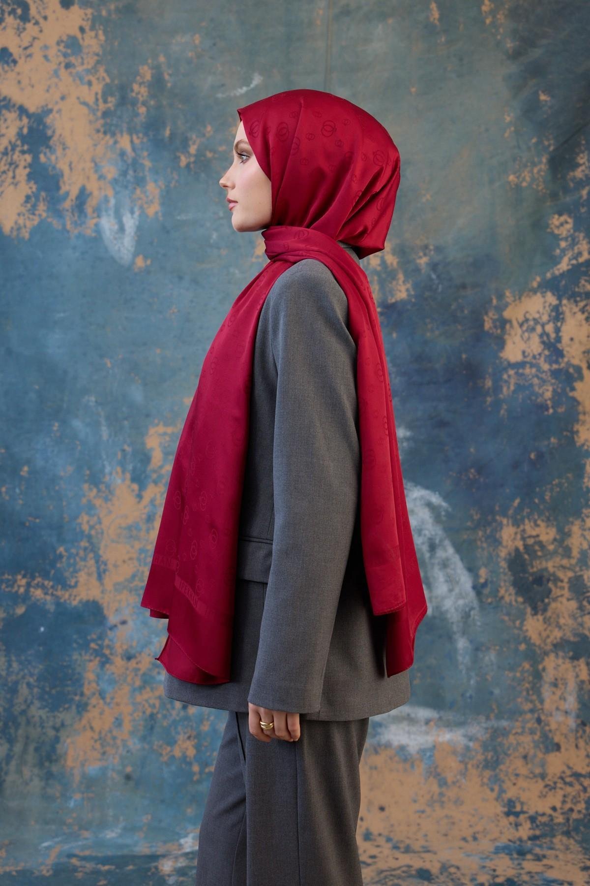 Faal Winter İpeksi Jakar Şal Bordo 9018-07