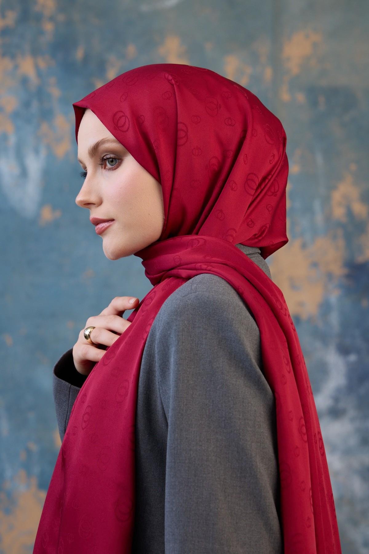 Faal Winter İpeksi Jakar Şal Bordo 9018-07
