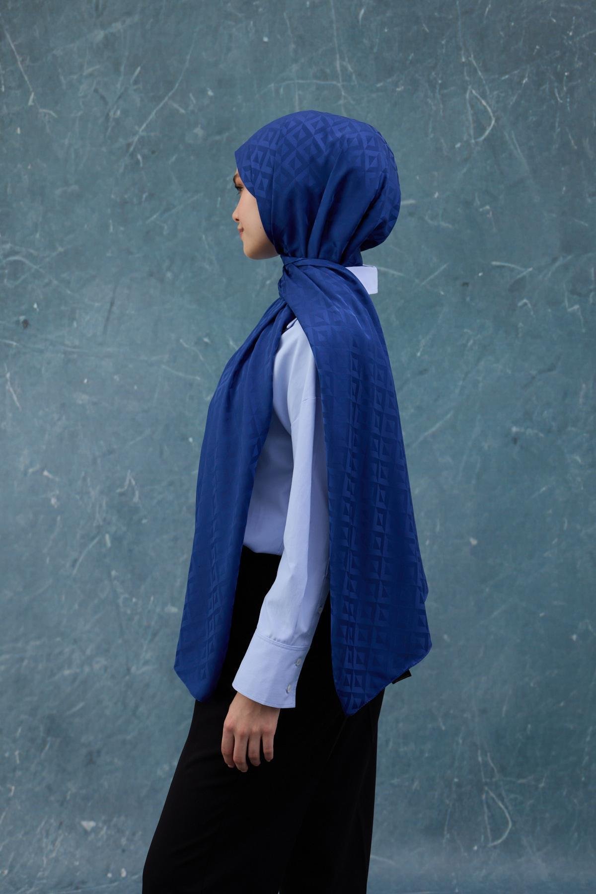 Faal Winter İpeksi Jakar Şal Mavi 9019-05
