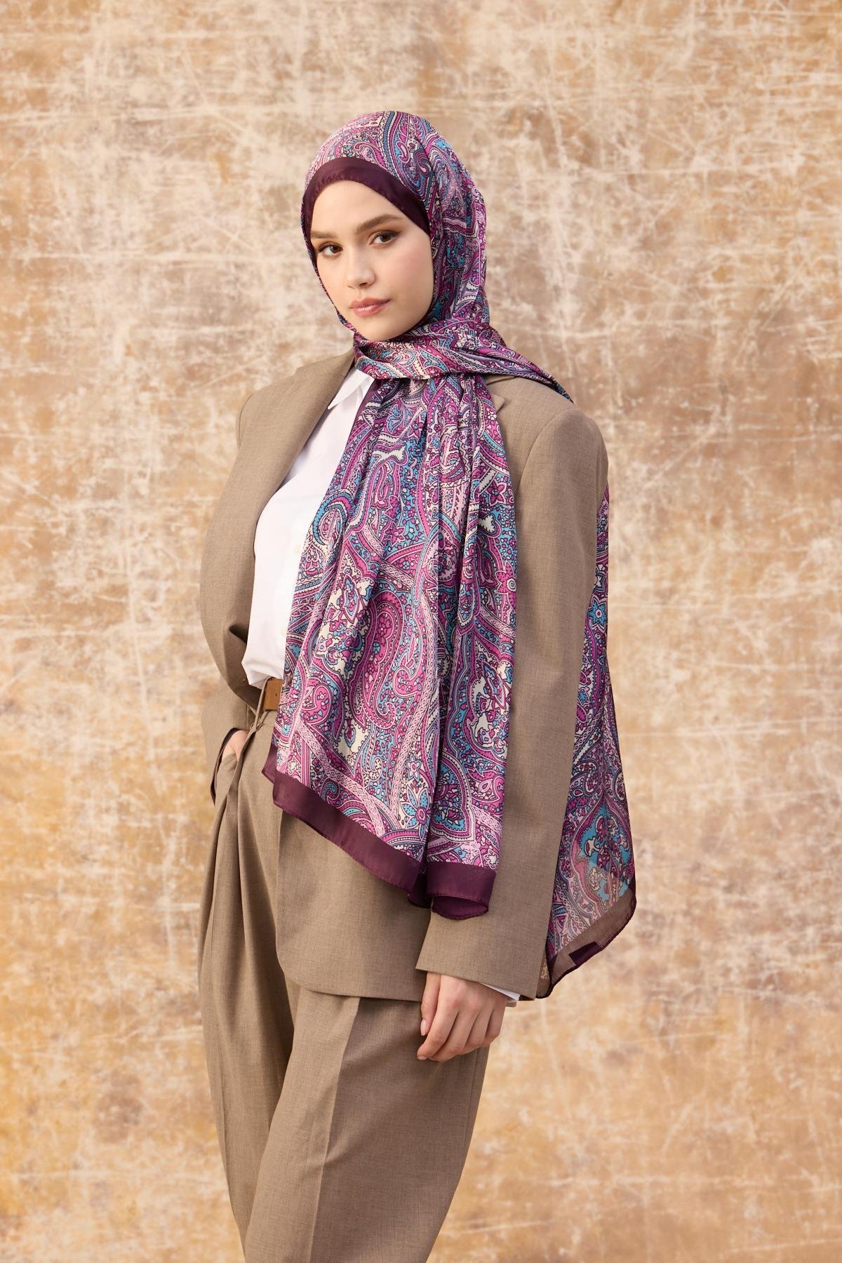 Fuşya Hint Vual Şal -  5003-13