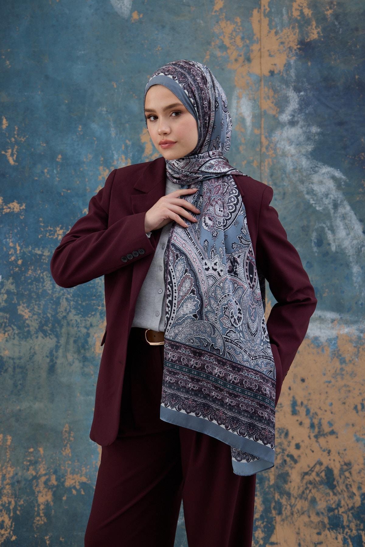 Gri Hint Vual Şal -  5007-11