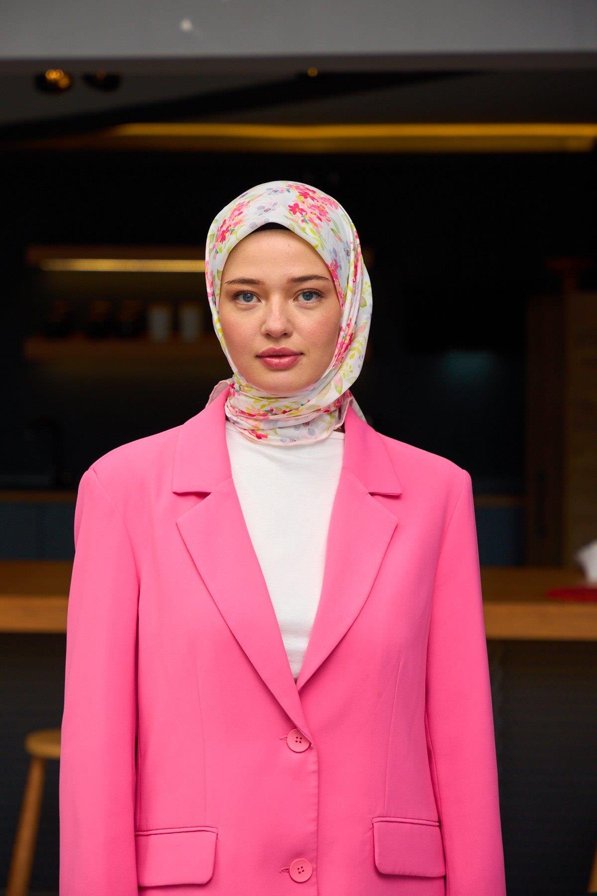 Harmony Collection Soft Eşarp Krem Koyu Pembe 1177-10