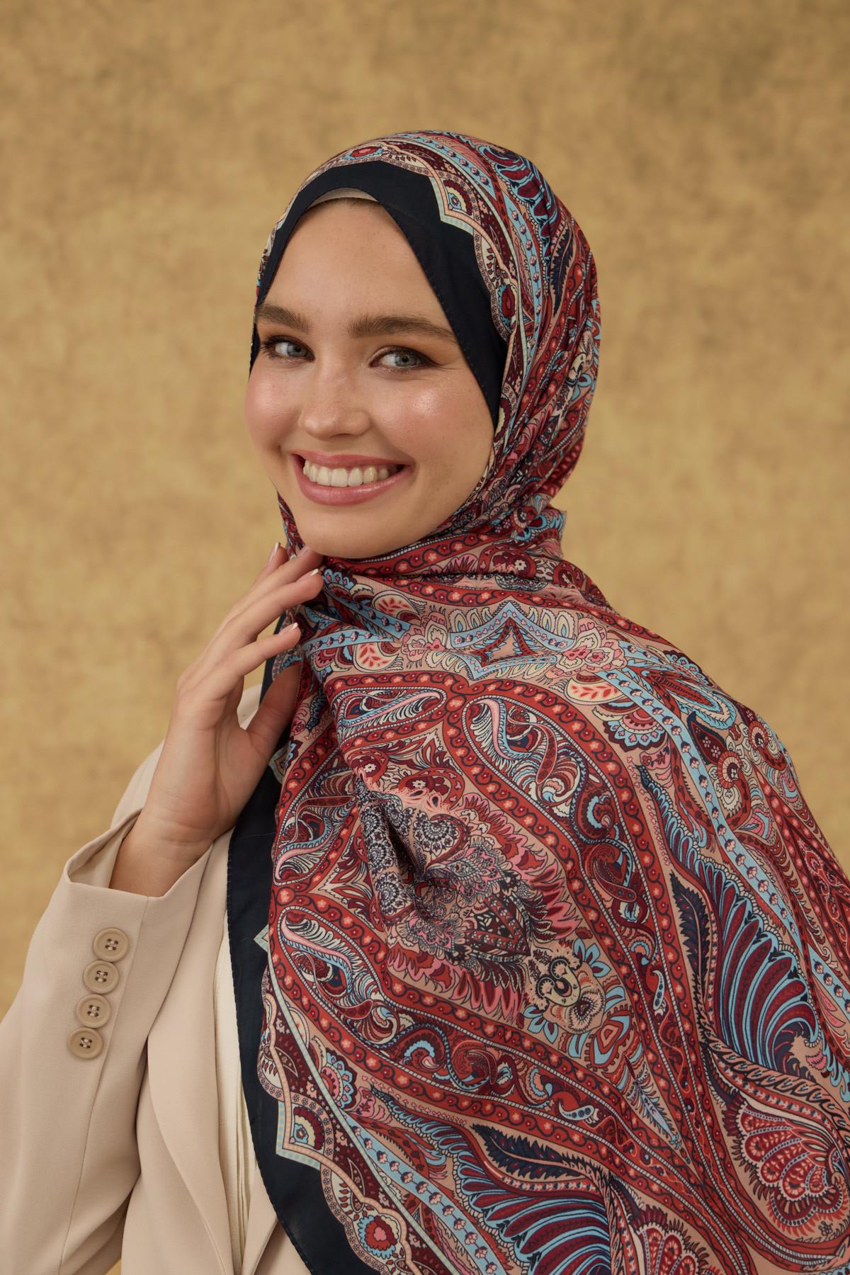 İpekhan Soft Şal Lacivert Somon 3052-10