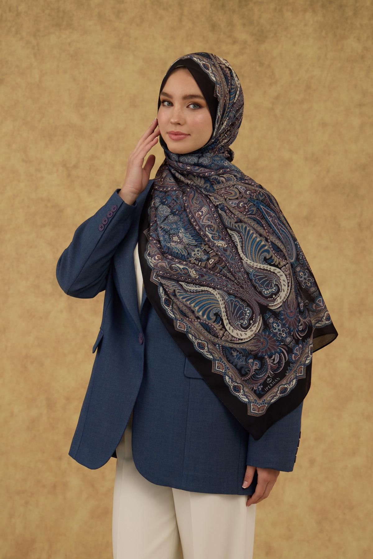 İpekhan Soft Şal Siyah Mavi 3052-16