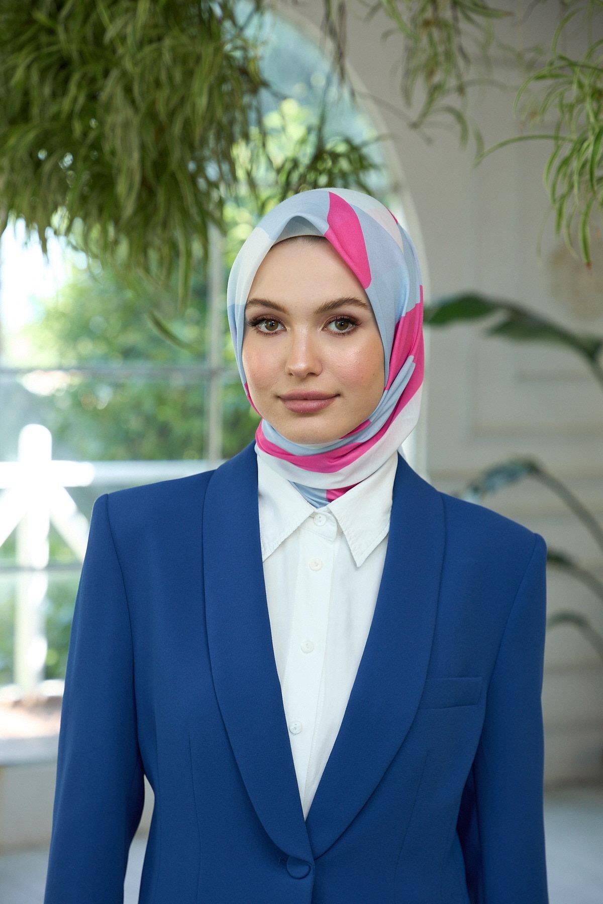 Yaz Işıltısı Koleksiyonu Soft Eşarp Buz Mavi Pembe 1186-04