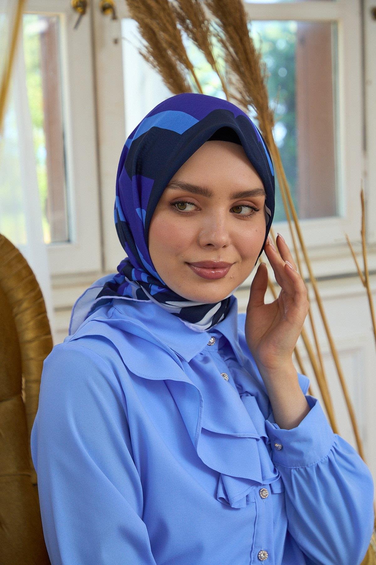 Yaz Işıltısı Koleksiyonu Soft Eşarp Lacivert Mavi 1189-05
