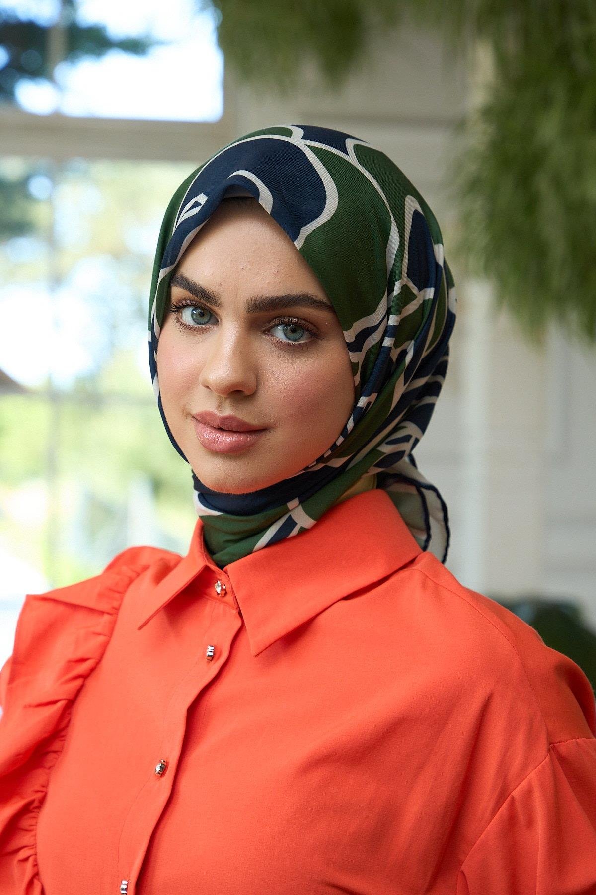 Yaz Işıltısı Koleksiyonu Soft Eşarp Lacivert Haki 1188-05