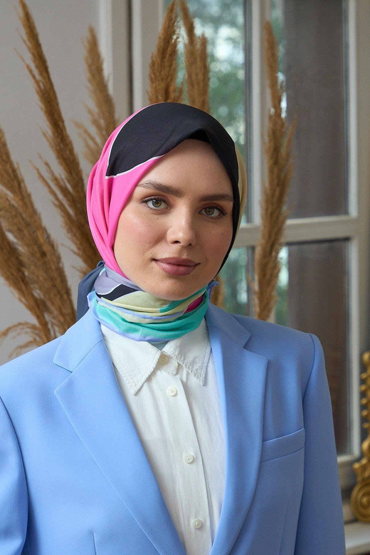 Yaz Işıltısı Koleksiyonu Soft Eşarp Siyah Su Yeşili 1190-14
