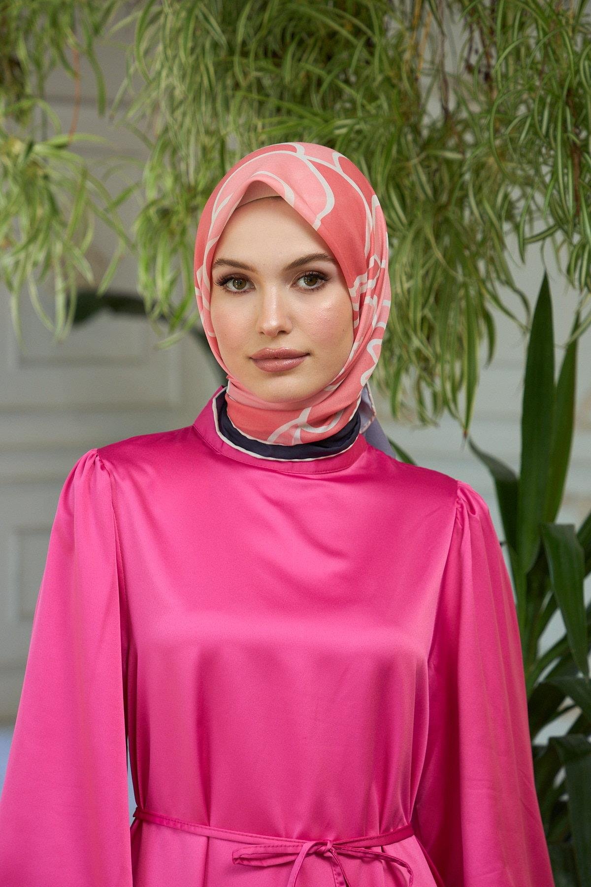 Yaz Işıltısı Koleksiyonu Soft Eşarp Somon Siyah 1188-09